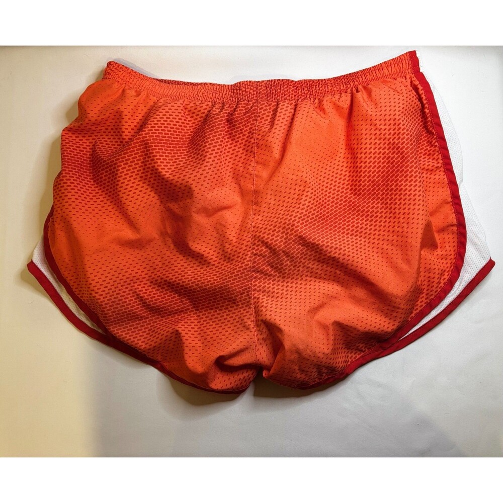 Nike Women's Large Tempo Running Shorts Dri-FIT Orange Digital Dot Print White - Picture 10 of 11